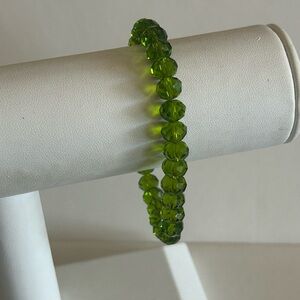 Vintage Green Faucet Cut Crystal Beaded Bracelet